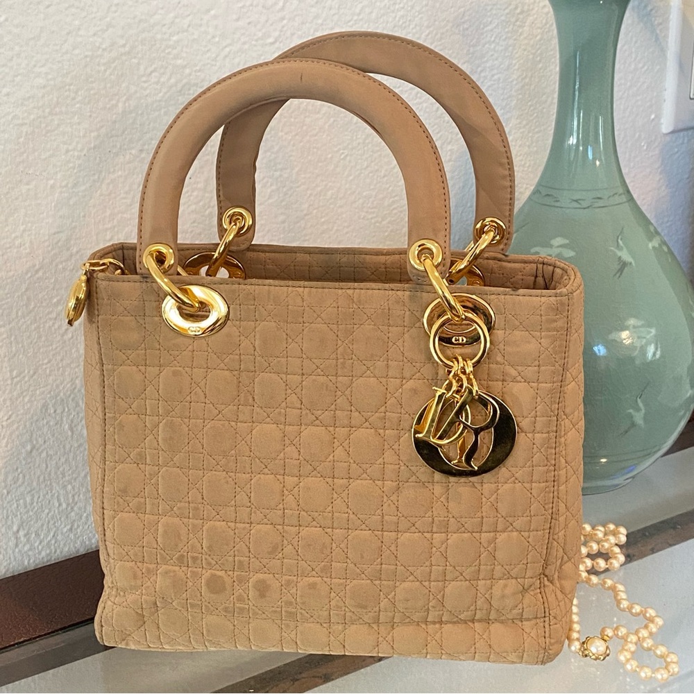 Christian Dior - Vintage Lady Dior Bag Cannage - Quilt Nylon Tan - Medium *Read